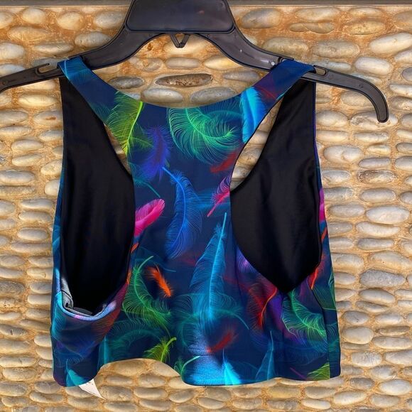 NWT New Terez DuoKnit Sports Athletic Work-Out Bra Lucky Feathers Racerback XL - Picture 4 of 6